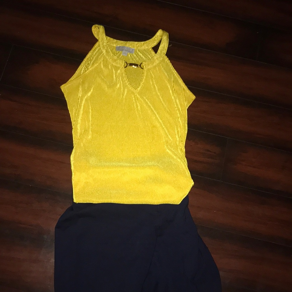 Bright Yellow Blouse with Gold Accent